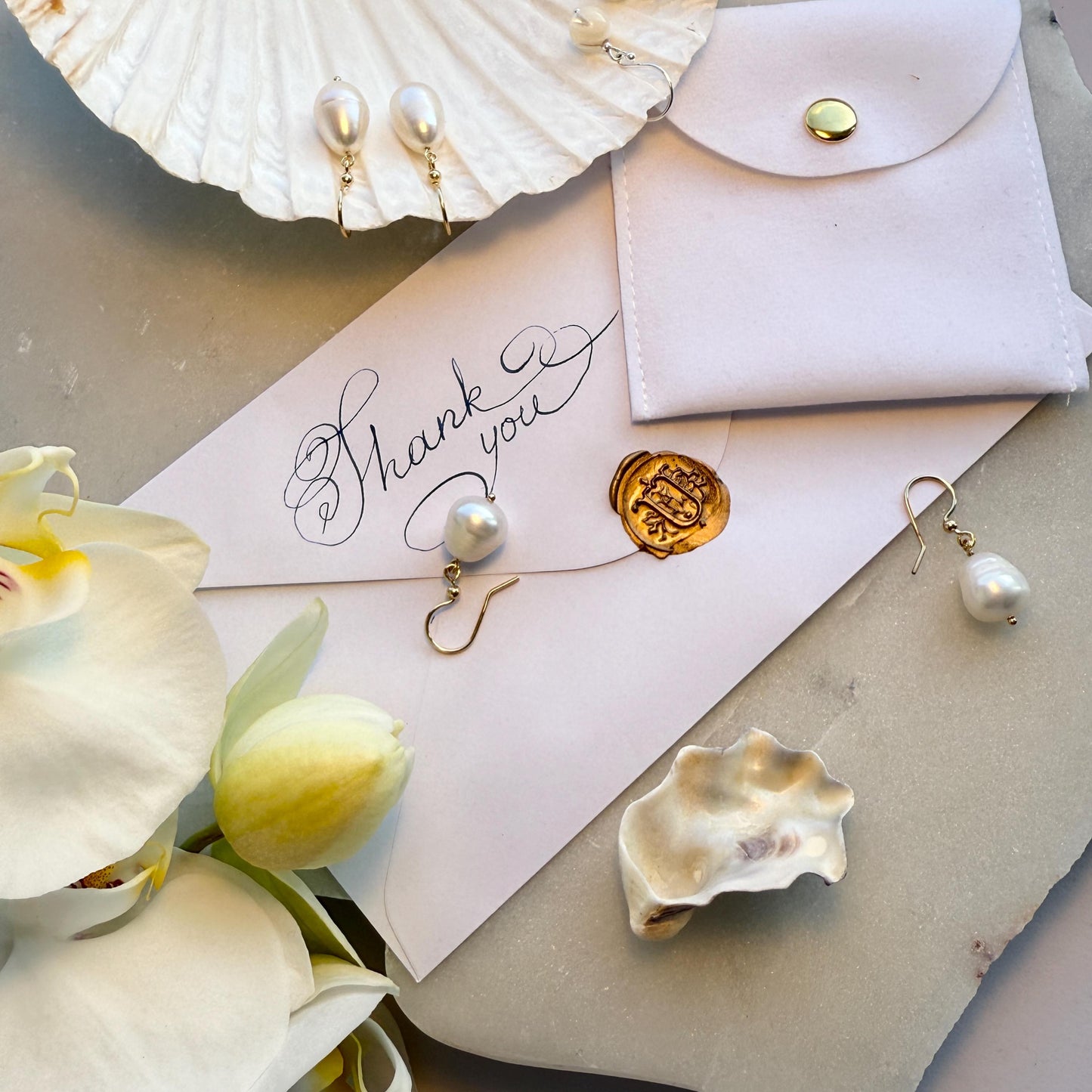 Pearl Necklace Silver Stud Earrings Set