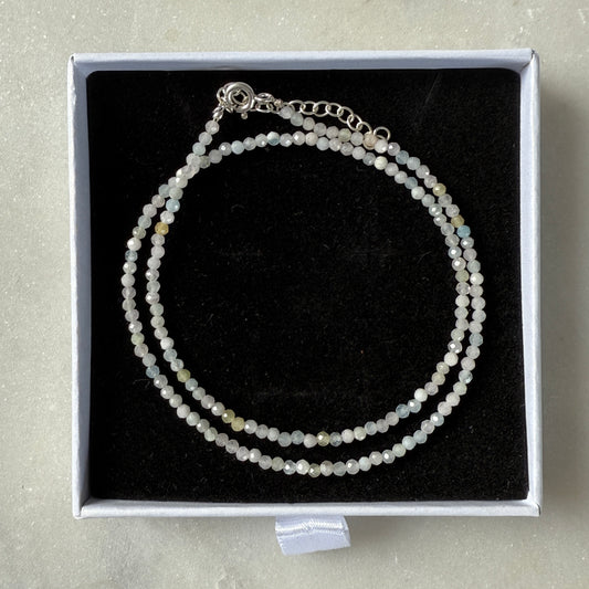 Crystal Morganite Choker Silver Necklace