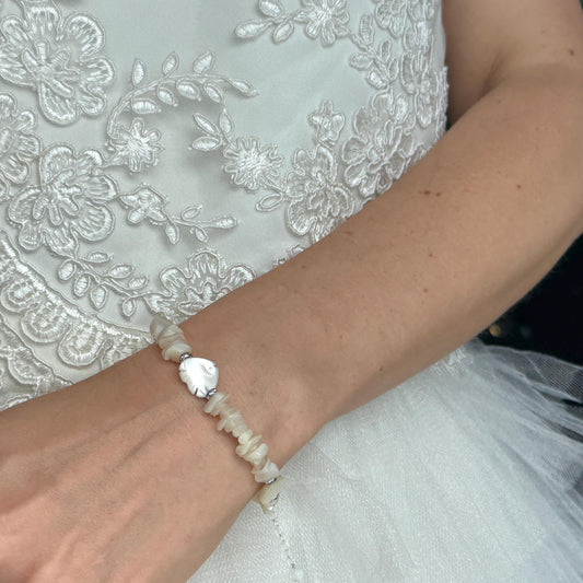 Mother of Pearl Charm Silver Bracelet