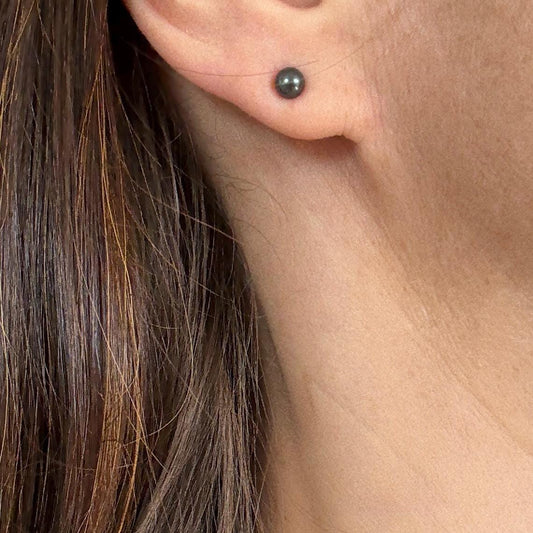 Pearl Stud Earrings, Minimalist Delicate Silver Earrings