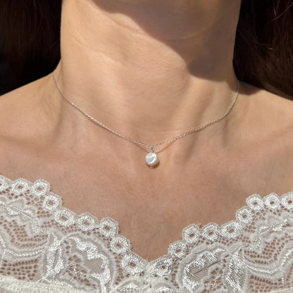 Mother of Pearl Pendant Silver Chain Necklace