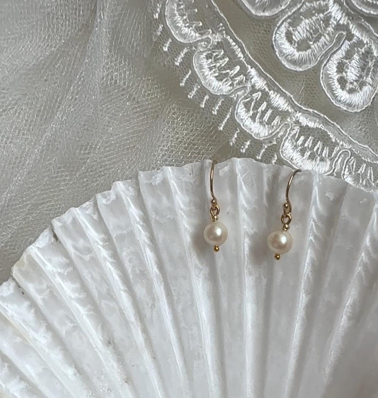 Gold Pearl Drop Earrings, Jewellery Gift for Her