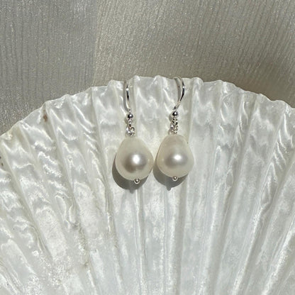 Baroque Pearl Long Drop Silver Earrings