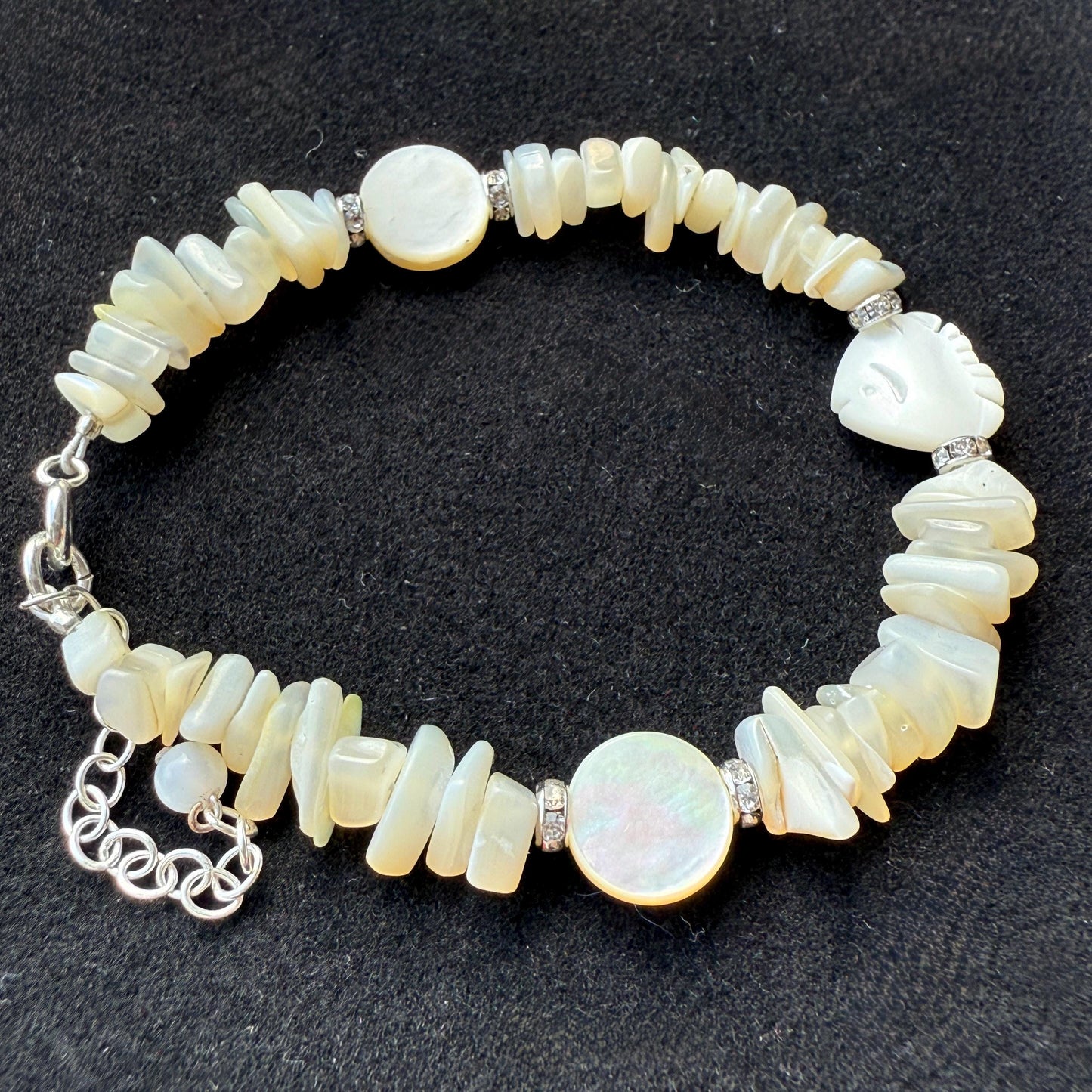 Mother of Pearl Charm Silver Bracelet