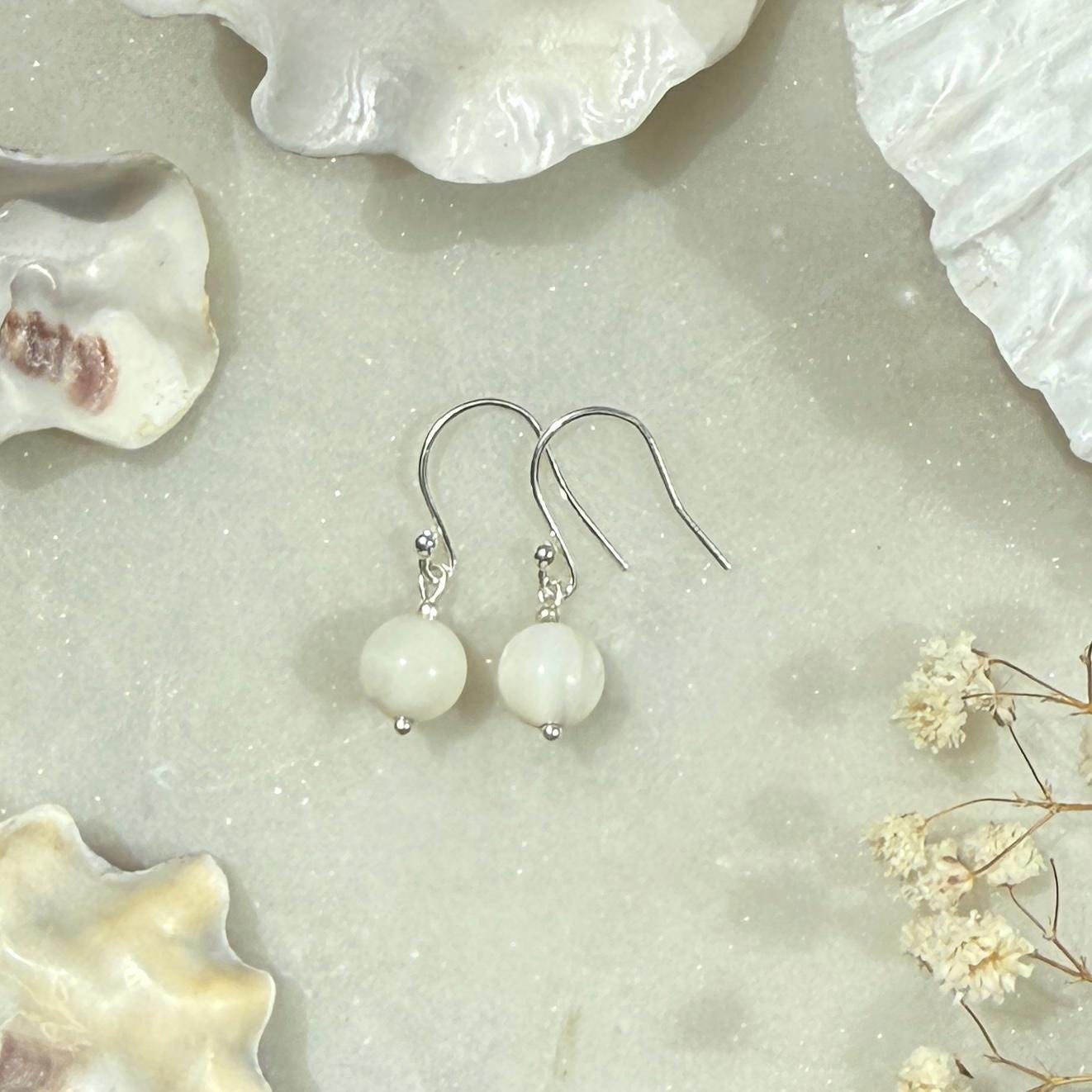 Mother of Pearl Silver Drop Earrings