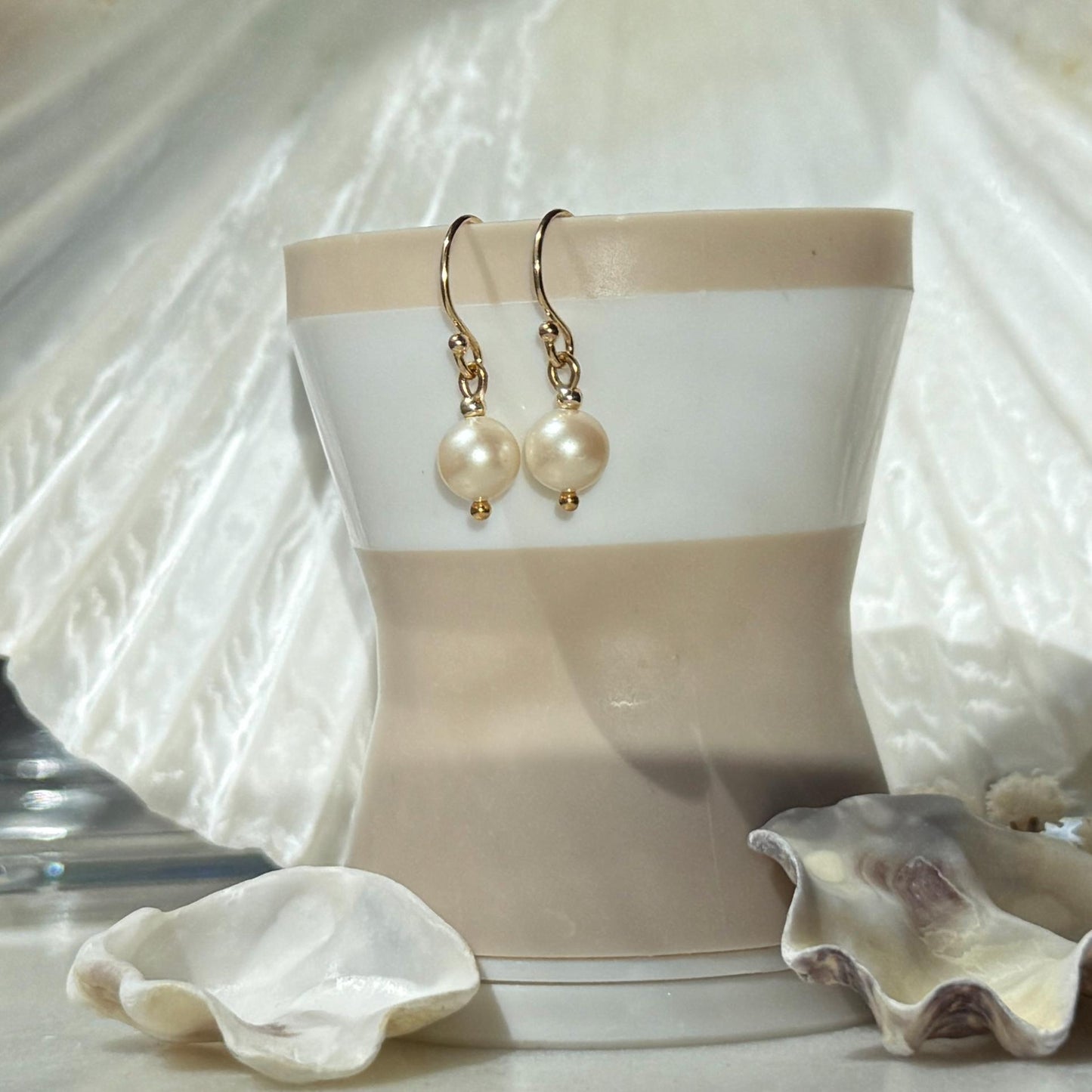 Gold Pearl Drop Earrings, Jewellery Gift for Her