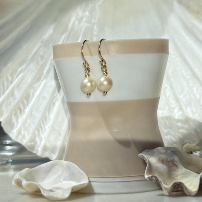 Gold Pearl Drop Earrings, Jewellery Gift for Her