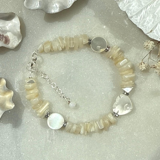 Mother of Pearl Charm Silver Bracelet
