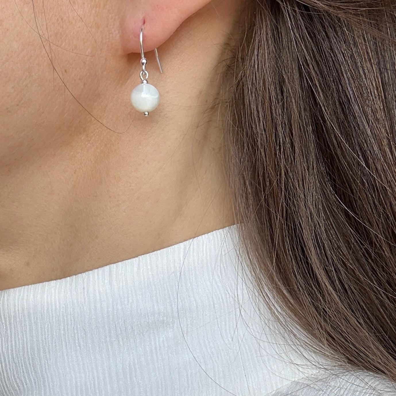 Mother of Pearl Silver Drop Earrings