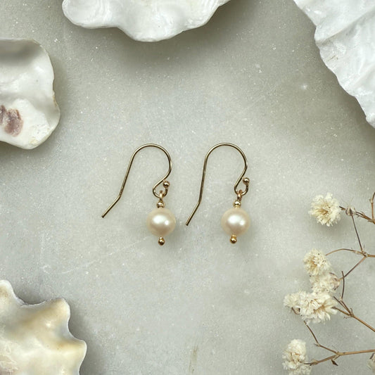 Gold Pearl Drop Earrings, Jewellery Gift for Her