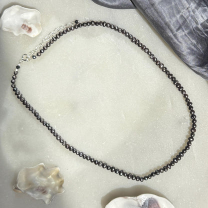 Pearl Necklace Silver Stud Earrings Set