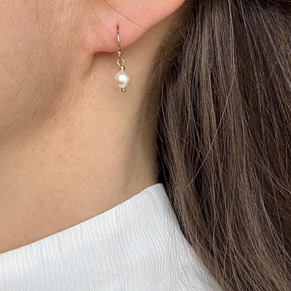 Gold Pearl Drop Earrings, Jewellery Gift for Her