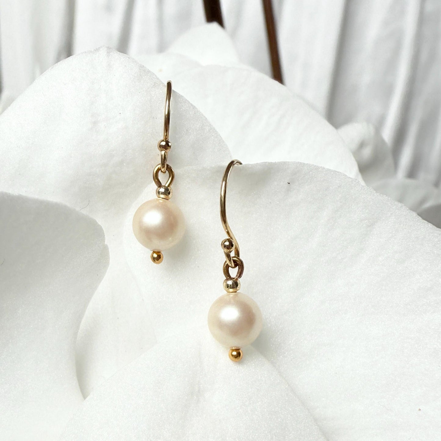 Gold Pearl Drop Earrings, Jewellery Gift for Her