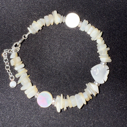 Mother of Pearl Charm Silver Bracelet