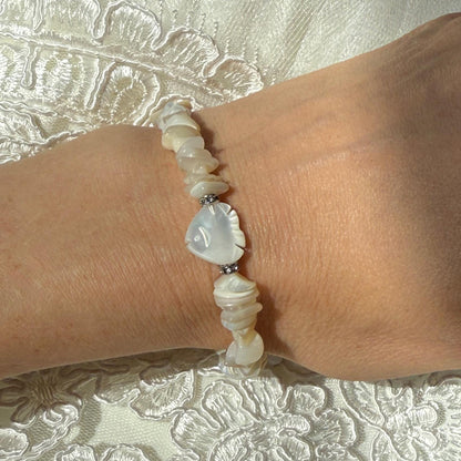 Mother of Pearl Charm Silver Bracelet