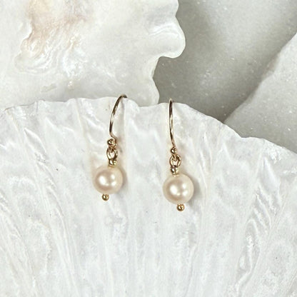 Gold Pearl Drop Earrings, Jewellery Gift for Her