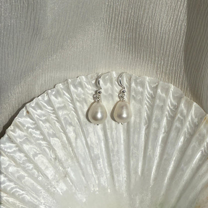 Baroque Pearl Long Drop Silver Earrings