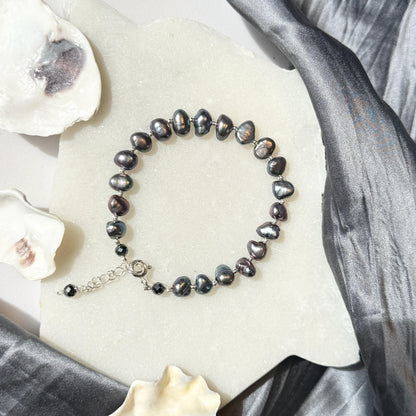 Grey Pearl Silver Bracelet
