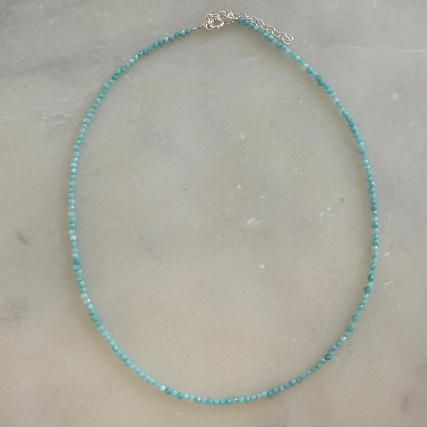 Tiny Amazonite Choker Necklace, Beaded Birthstone Necklace