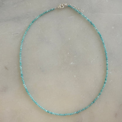Tiny Amazonite Choker Necklace, Beaded Birthstone Necklace