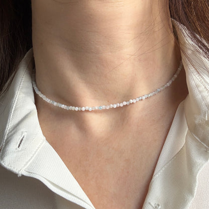 Crystal Morganite Choker Silver Necklace