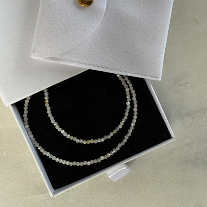 Crystal Morganite Choker Silver Necklace