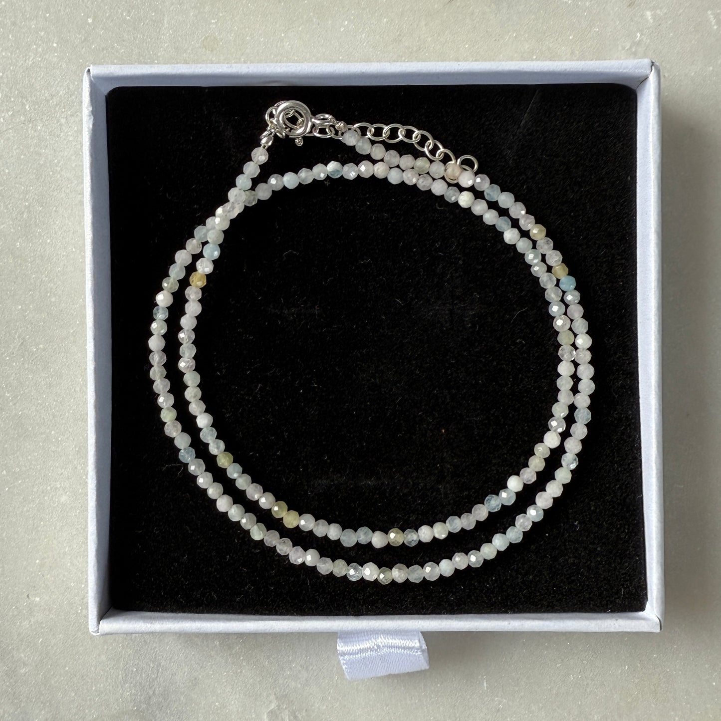 Crystal Morganite Choker Silver Necklace