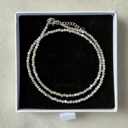 Crystal Morganite Choker Silver Necklace