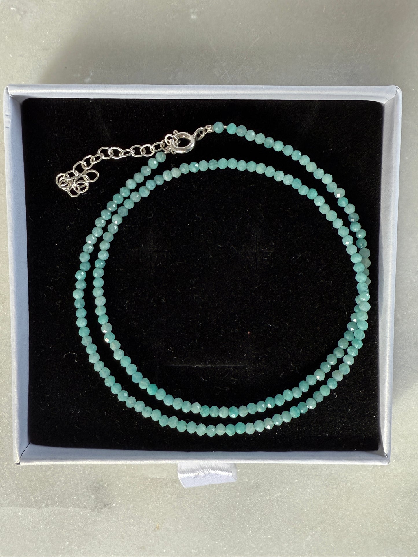 Tiny Amazonite Choker Necklace, Beaded Birthstone Necklace