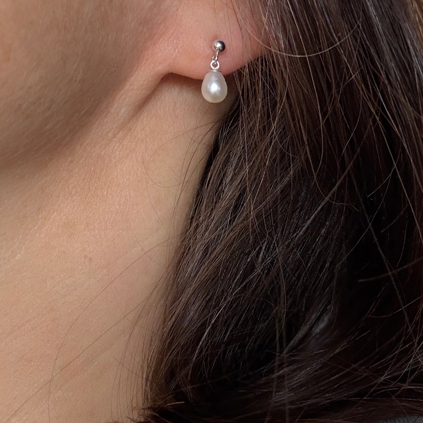 Pearl Stud Earrings, Freshwater Pearl Silver Earrings