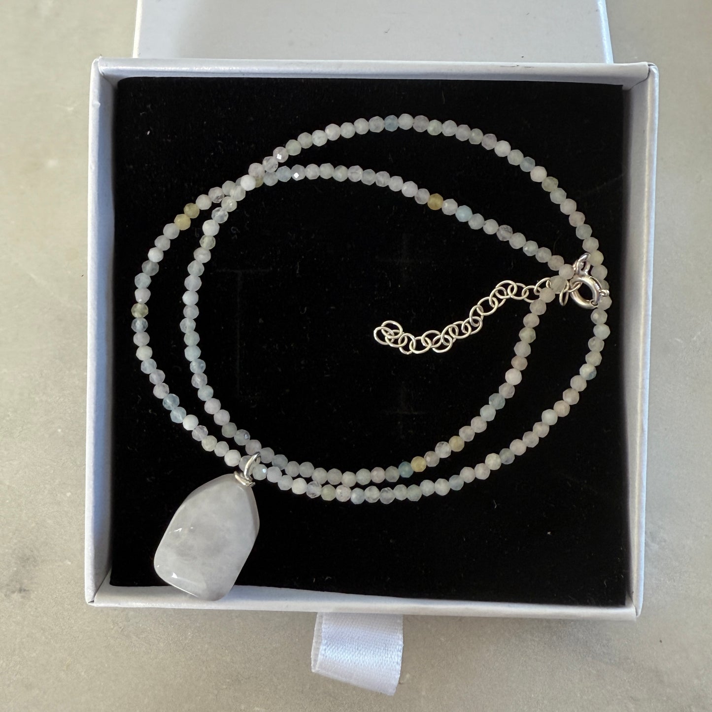 Quartz Crystal Charm Necklace, Morganite Choker Silver Pendant Necklace