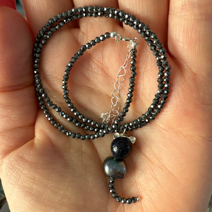 Black Cat Charm Choker Necklace