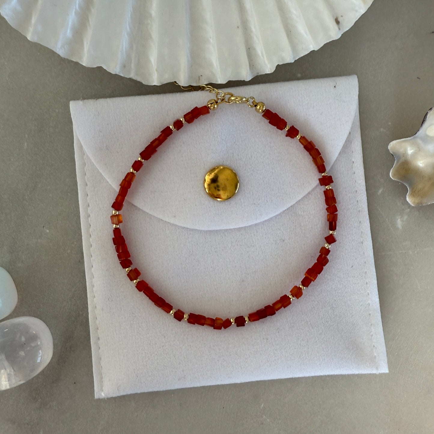 Carnelian Red Agate Gold Bracelet