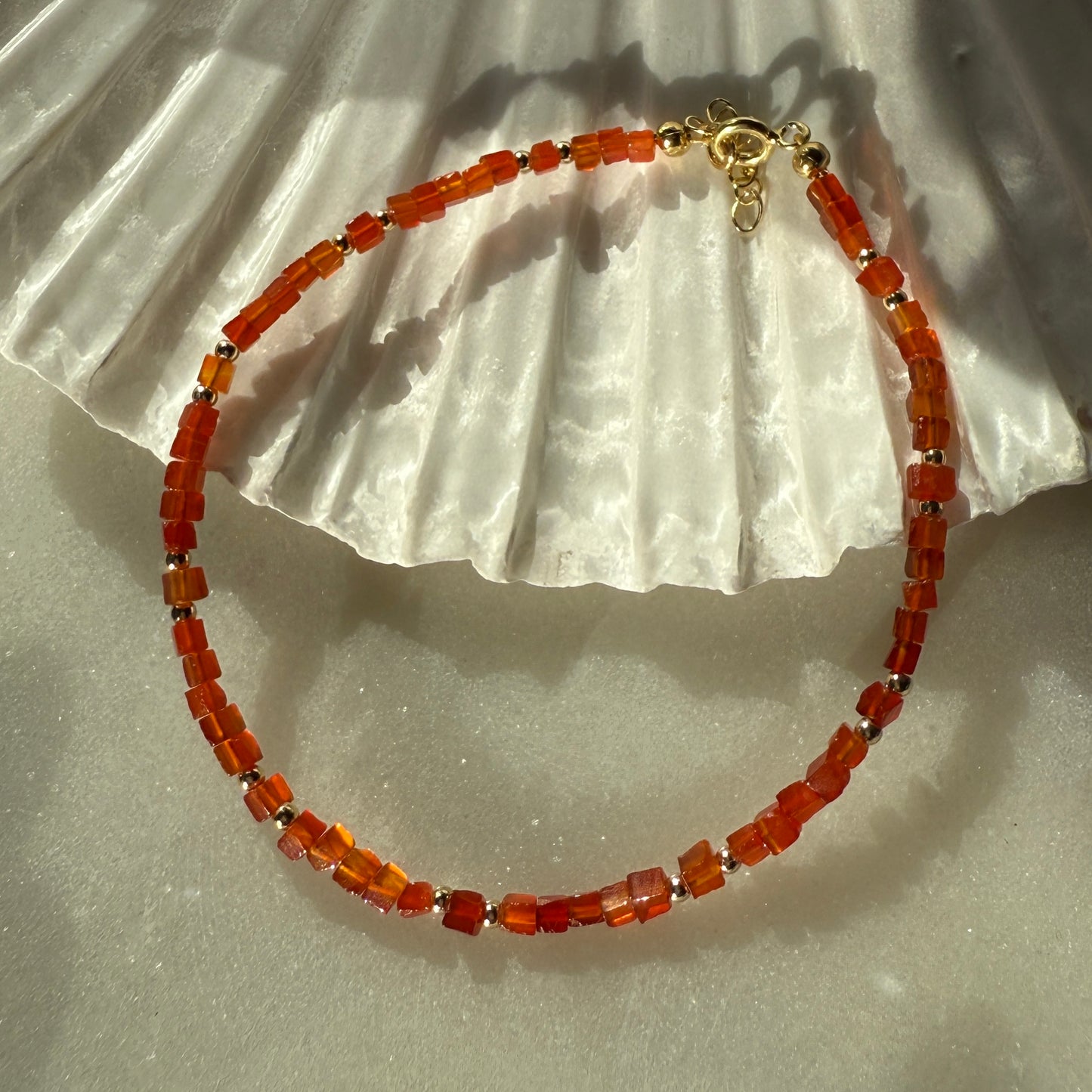 Carnelian Red Agate Gold Bracelet