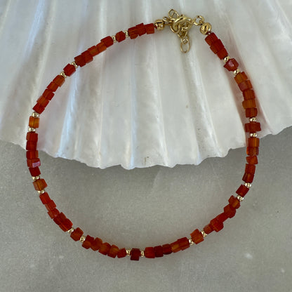 Carnelian Red Agate Gold Bracelet
