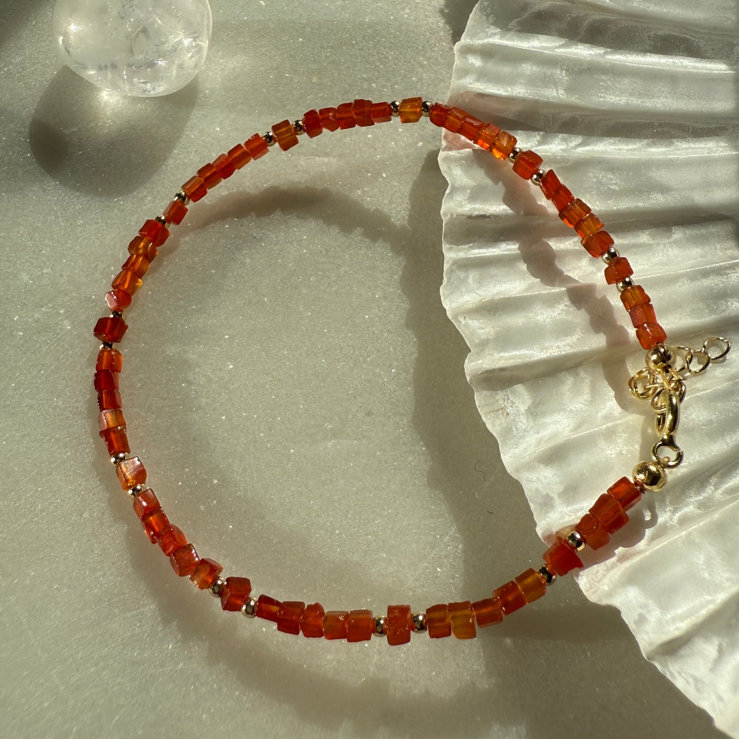 Carnelian Red Agate Gold Bracelet