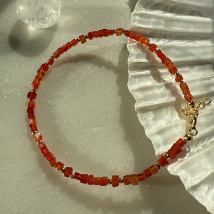 Carnelian Red Agate Gold Bracelet
