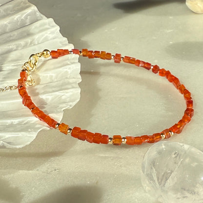 Carnelian Red Agate Gold Bracelet