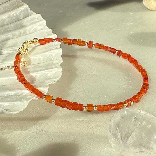 Carnelian Red Agate Gold Bracelet