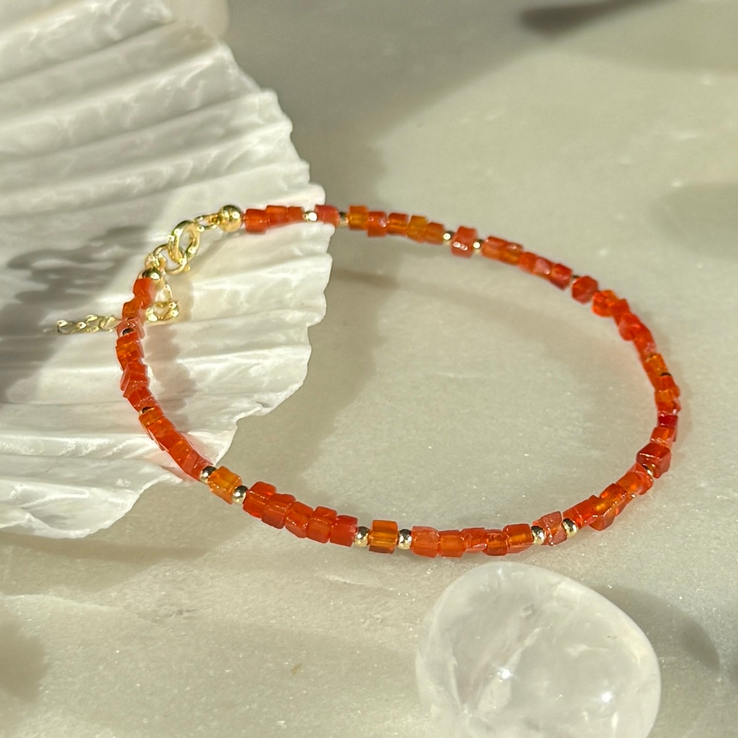 Carnelian Red Agate Gold Bracelet