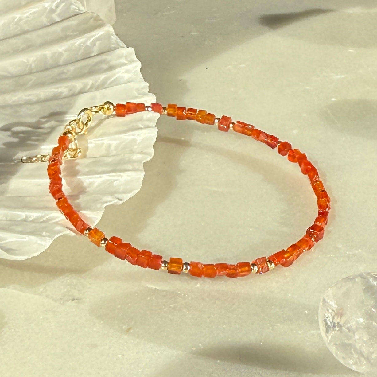 Carnelian Red Agate Gold Bracelet
