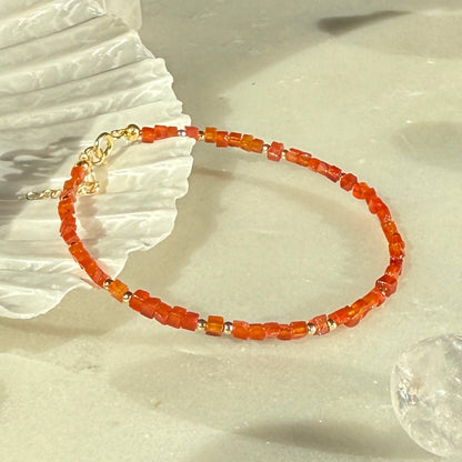 Carnelian Red Agate Gold Bracelet