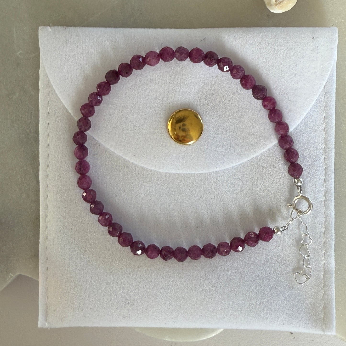 Ruby Crystal Silver Bracelet 4mm