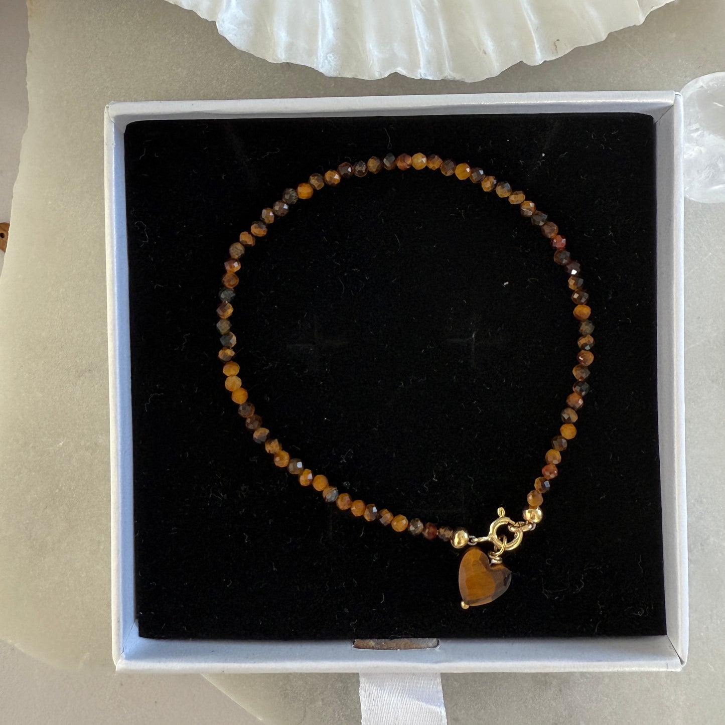 Charm Tiger Eye Heart Gold Bracelet