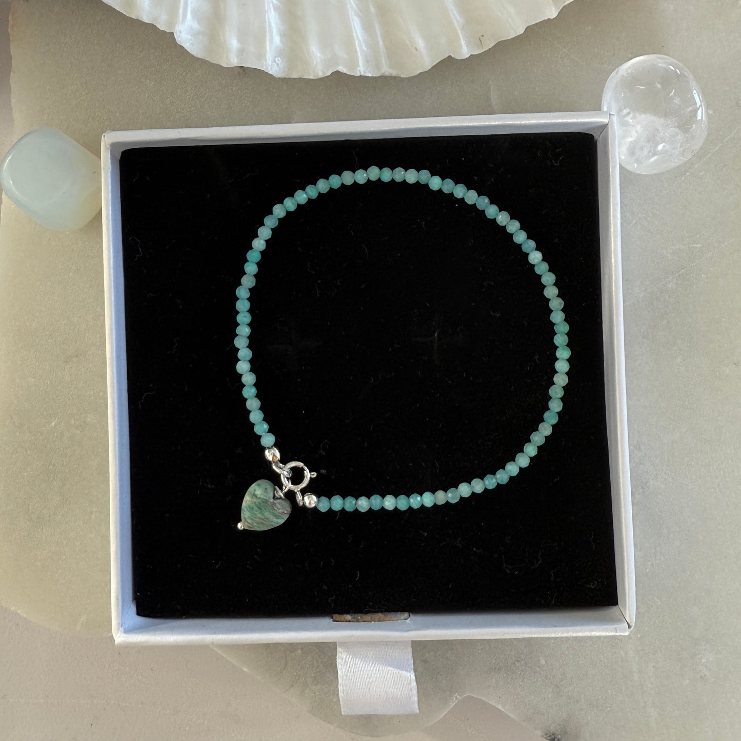 Tiny Amazonite Heart Charm Bracelet