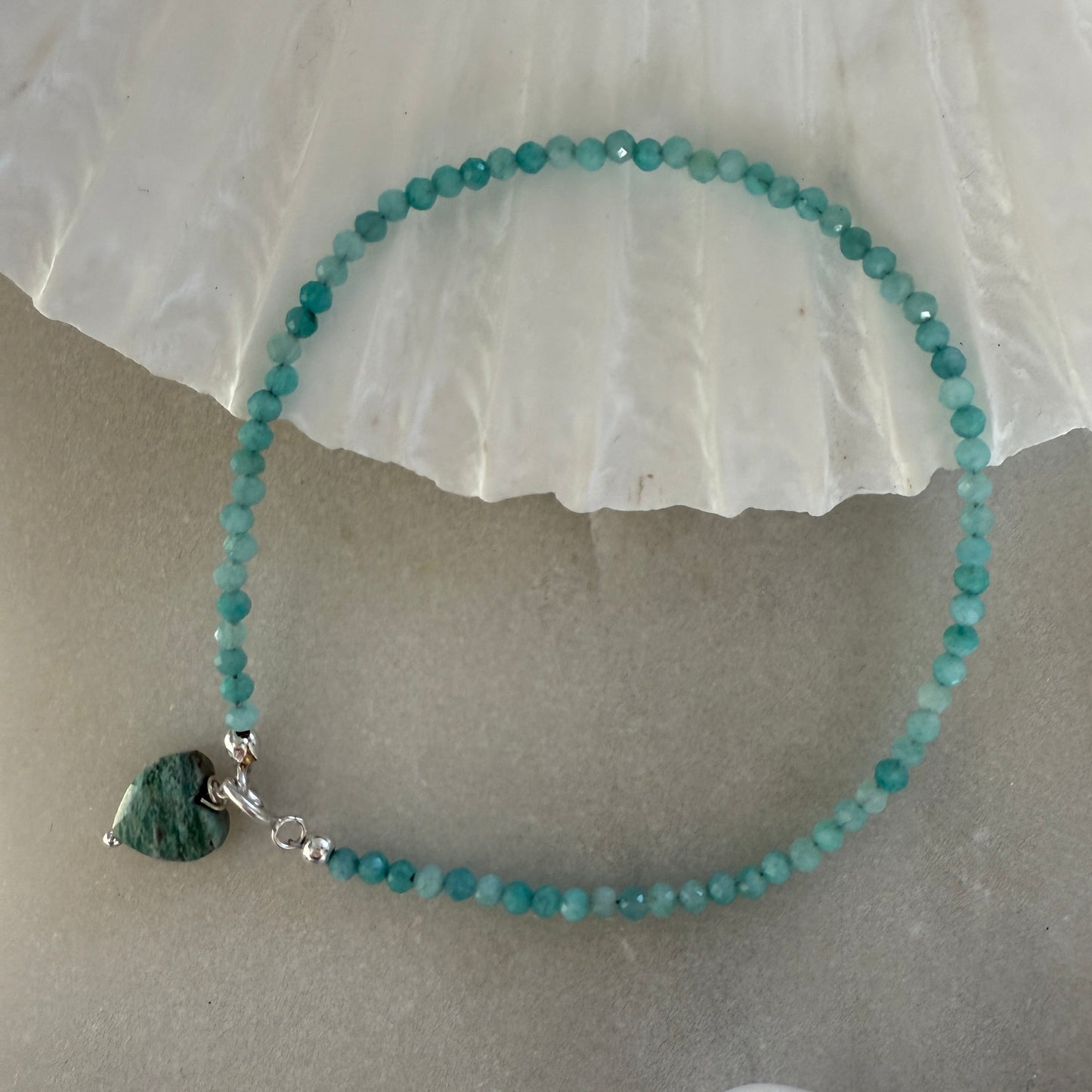 Tiny Amazonite Heart Charm Bracelet