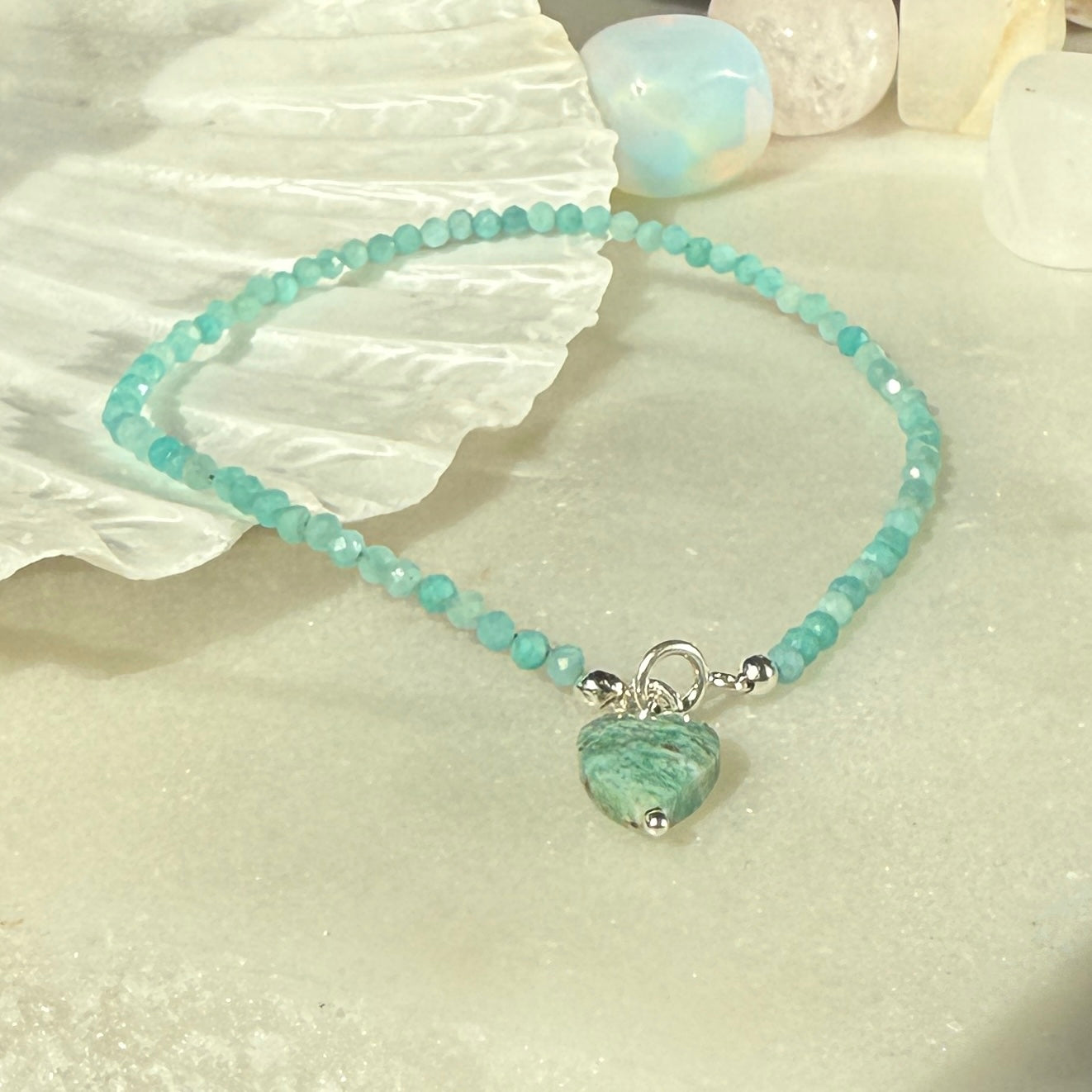 Tiny Amazonite Heart Charm Bracelet