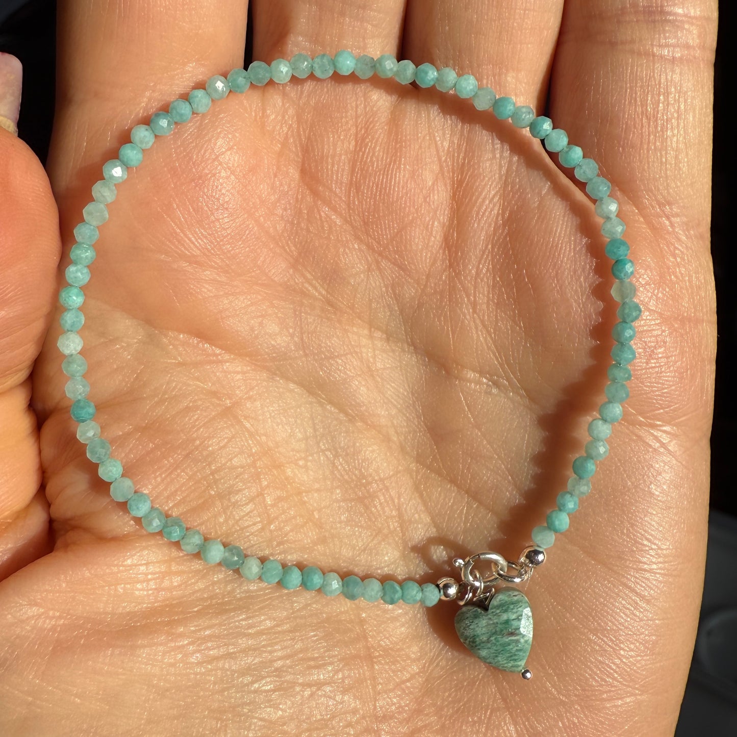 Tiny Amazonite Heart Charm Bracelet