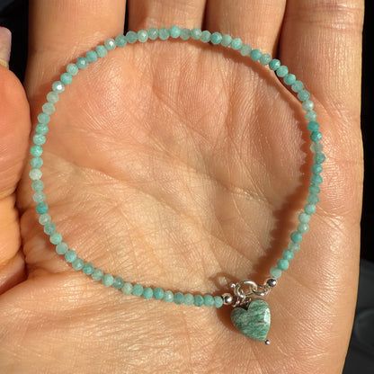 Tiny Amazonite Heart Charm Bracelet