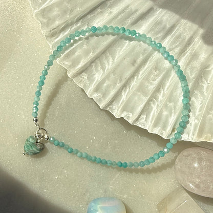 Tiny Amazonite Heart Charm Bracelet